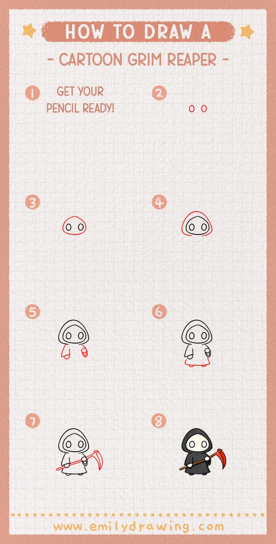 how to draw a cartoon grim reaper pinterest pin